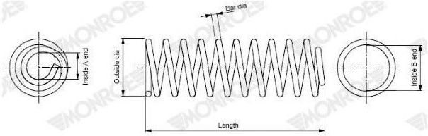 Monroe - Sp3863 - Chassisveer - Lengte 307 mm - Buitendiameter 149 mm