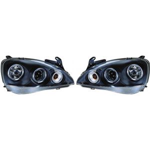 Set Koplampen Passend Voor Opel Corsa C 3/5-Deurs 2000-2004 - Zwart - Incl. Angel-Eyes Opel Autostyle Dl Opk16j