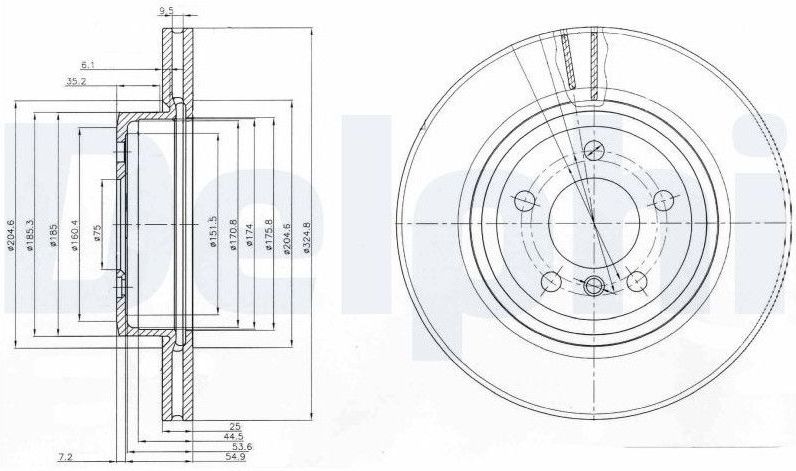 Bmw - Delphi Bg3938 - Remschijf - Geventileerd - Vooras - 325 mm