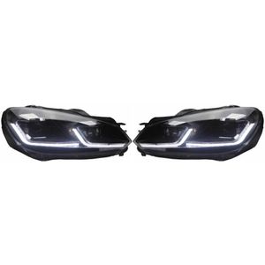 Set 7.5-Look Led Koplampen Passend Voor Volkswagen Golf Vi 2008-2012 - Zwart - Incl. Drl Volkswagen Autostyle Dl Vwk81lmj