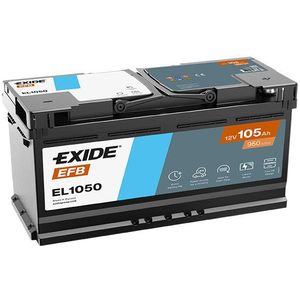 Exide Accu Start-Stop Efb El1050 105 Ah Alpina, Audi, Bmw, Citroen, Fiat, Iveco, Land Rover, Nissan, Opel, Peugeot, Porsche, Renault, Volkswagen Exide El1050