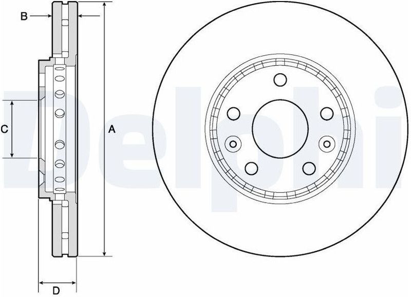 Delphi Bg4815c - Remschijf - Vooras - Geventileerd - Gecoat - 296 mm