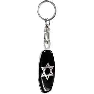 RVS Sleutelhanger - Emblem/ Flag Star of David+DE