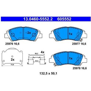 ATE - Remblokkenset - Vooras - Met Anti-kreukplaat - Slijtageindicator - Mando