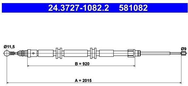 Renault - Ate 24.3727-1082.2 - Handremkabel - Lengte 2015 mm