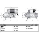 DENSO - DSN921 - Startmotor - 12 Volt - 1 kW - Draairichting met de klok mee - OE Kwaliteit