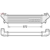 Fiat - Denso Dit09114 - Intercooler - Aluminium - Netlengte 572 mm - Netbreedte 130 mm - Netdiepte 52 mm