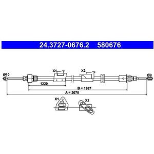 ATE - Handremkabel - 2078 mm - Voor Voertuigen Zonder Elektrische Handrem