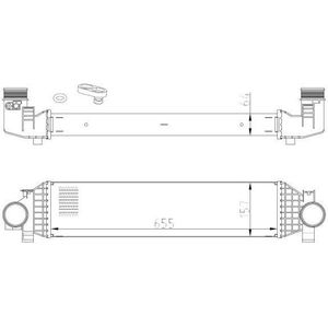 Ford - Intercooler - Inlaatluchtkoeler - 655 mm - Luchtgekoeld