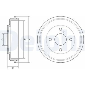 Ford - Remtrommel - Bf591 - Diameter 200 mm - Hoogte 40 mm - 4 Gaten