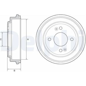 Hyundai - Remtrommel - Bf551 - Diameter 220 mm - Hoogte 134 mm - 4 Gaten