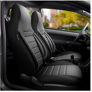 Universele Leder/Stoffen Citybug Stoelhoezenset Comfortline Zwart/Grijs - 9-Delig  Citroen, Nissan, Peugeot, Seat, Skoda, Smart, Suzuki, Toyota, Volkswagen Otom Ot Ctycmf204