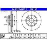 ATE - PowerDisc - Remschijf - Vooras - Geventileerd - Gecoat - 257,5 mm
