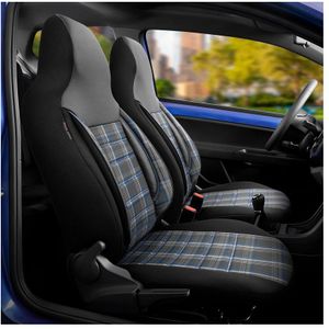 Universele Stoffen &#039;Citybug&#039; Stoelhoezenset &#039;Sports&#039; Zwart/Grijs/Blauw - 9-Delig Citroen, Nissan, Peugeot, Seat, Skoda, Smart, Suzuki, Toyota, Volkswagen Otom Ot Ctygti803