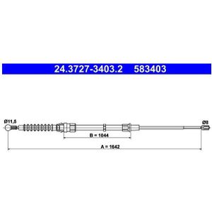 Handremkabel Audi, Seat, Volkswagen Ate 24.3727-3403.2