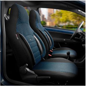 Universele Stoffen Citybug - Stoelhoezenset Sport Plus - Zwart/Blauw - 9-Delig