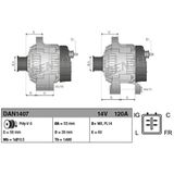 DENSO - JAGUAR DAN1407 - Dynamo / Alternator - 14 Volt - 120 A - OE Kwaliteit