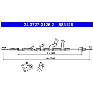 Hyundai - Handremkabel - 1746 mm - Voor Bouwjaar 2011 tot 2025