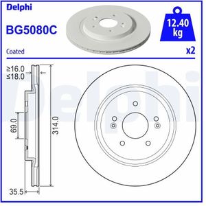 Remschijf Hyundai Delphi Bg5080c