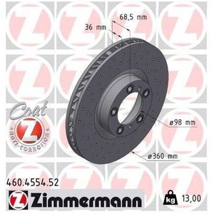 Remschijf Sport Remschijf Coat Z Audi, Porsche Zimmermann .4554.52