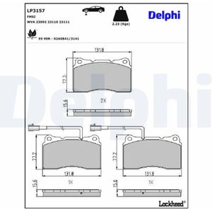 Jeu De Plaquettes De Frein Alfa Romeo, Lancia, Maserati Delphi Lp3157