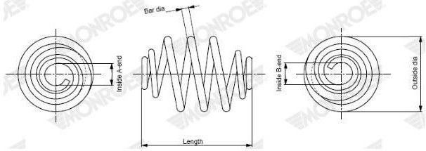 Monroe - Sp3300 - Chassisveer - 272 mm - Schroefveer met Varierende Diameter
