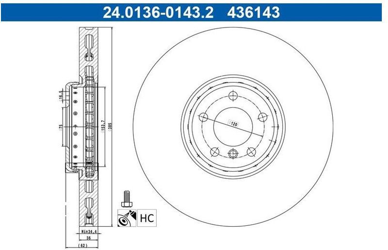 Remschijf Bmw Ate 24.0136-0143.2
