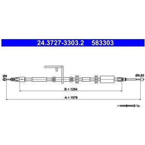 Land Rover - Ate 24.3727-3303.2 - Handremkabel - Lengte 1578 mm