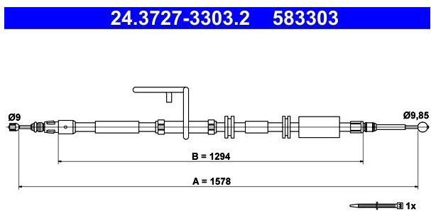 Land Rover - Ate 24.3727-3303.2 - Handremkabel - Lengte 1578 mm