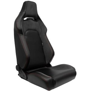 Sportstoel &#039;VGR&#039; - Zwart Kunstleder + Donkergrijs Stof/Suede + Rode stiksels