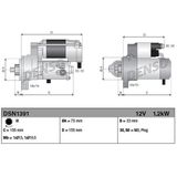 DENSO - DSN1391 - Startmotor - 12 Volt - 1,2 kW - Draairichting met de klok mee