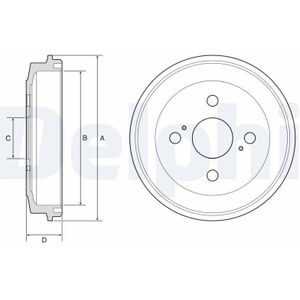 Daihatsu - Remtrommel - Bf588 - Diameter 180 mm - Hoogte 34 mm - 4 Gaten