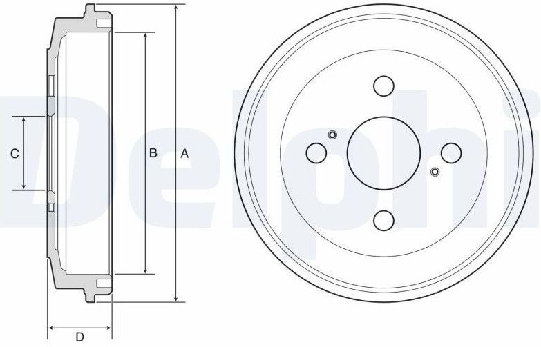 Daihatsu - Remtrommel - Bf588 - Diameter 180 mm - Hoogte 34 mm - 4 Gaten
