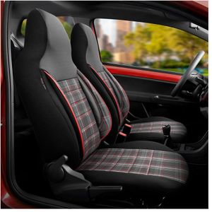 Universele Stoffen &#039;Citybug&#039; Stoelhoezenset &#039;Sports&#039; Zwart/Grijs/Rood - 9-Delig  Citroen, Nissan, Peugeot, Seat, Skoda, Smart, Suzuki, Toyota, Volkswagen Otom Ot Ctygti801