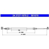 Renault - Ate 24.3727-1070.2 - Handremkabel - Lengte 2023 mm