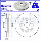 Mercedes-Benz - Bg5046c - Remschijf - Geventileerd - Gecoat - 305 mm