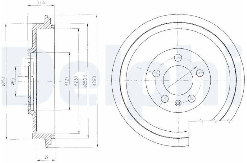 Delphi - Bf406 - Remtrommel - Skoda - Volkswagen - Diameter 290 mm