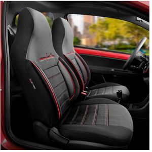 Universele Velours/Stoffen Citybug Stoelhoezenset Comfortline Zwart/Rood - 9-Delig  Citroen, Nissan, Peugeot, Seat, Skoda, Smart, Suzuki, Toyota, Volkswagen Otom Ot Ctycmf218