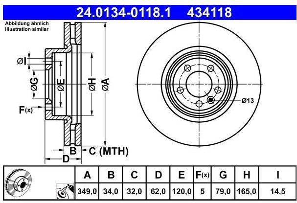 Land Rover - Remschijf - Geventileerd - Buitendiameter 349 mm - Remschijfdikte 34 mm