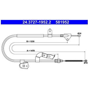 Handremkabel Citroen, Peugeot, Toyota Ate 24.3727-1952.2