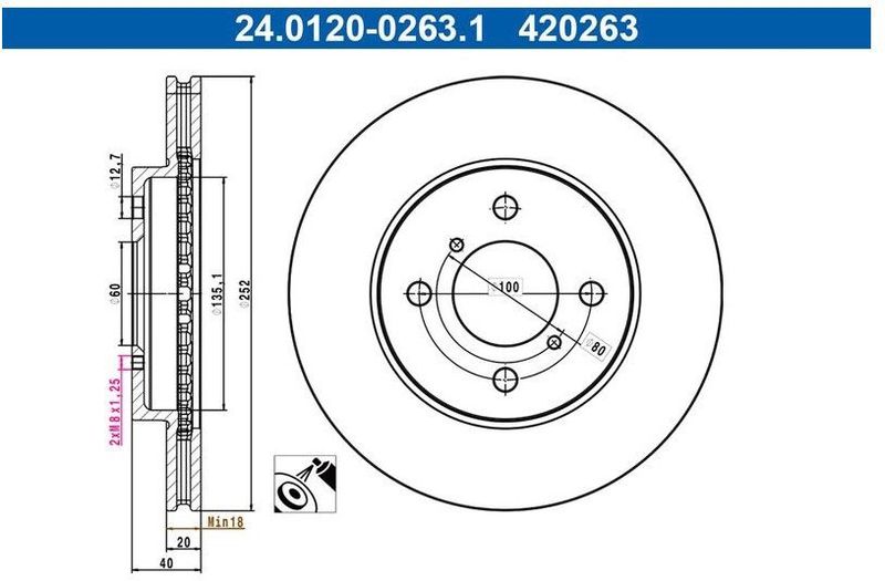 Suzuki - Remschijf - Geventileerd - Buitendiameter 252 mm - Gecoat