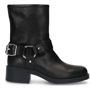 Manfield Leren Bikerboots Zwart