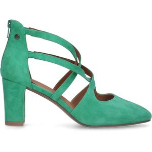 Groene suède pumps met bandjes