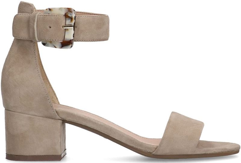Beige suède pumps met enkelbandje