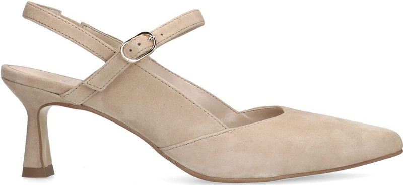 Beige suède slingback hakken