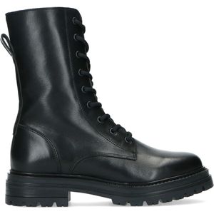 Zwarte leren biker boots met veters