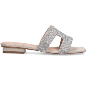 Zilveren glitter slippers