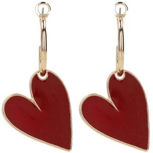 Burgundy hartjes oorbellen
