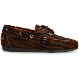 Manfield - Bootschoenen - Zwart - Pony Hair - Veterdetails