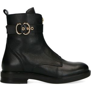 Zwarte leren biker boots met gesp